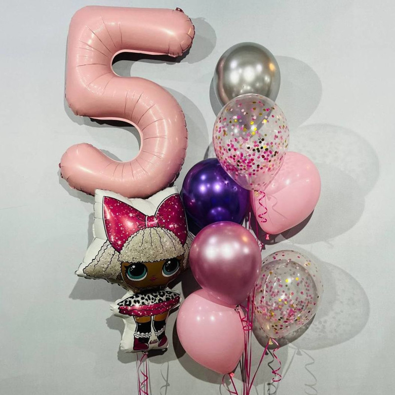 Composition of Lol balloons with number, standart