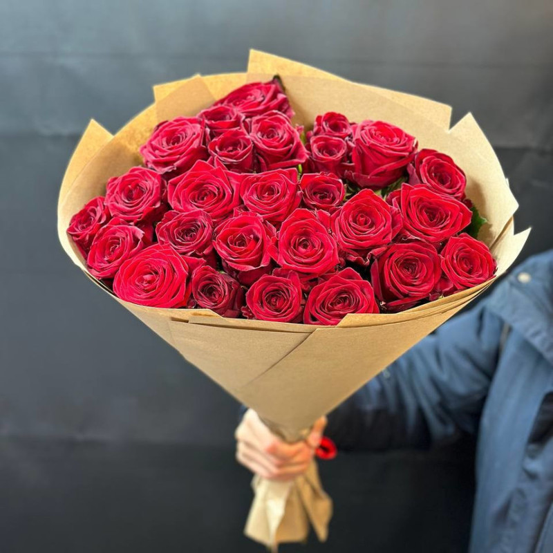 Букет из 29 красный розы 70 см, стандартный