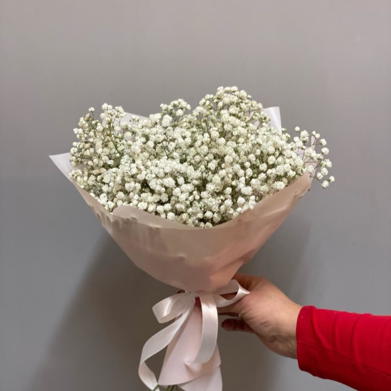 Bouquet of 5 white gypsophila in designer decoration 30 cm, standart