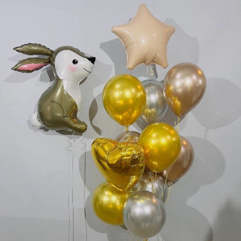 Composition of balloons with a rabbit, standart