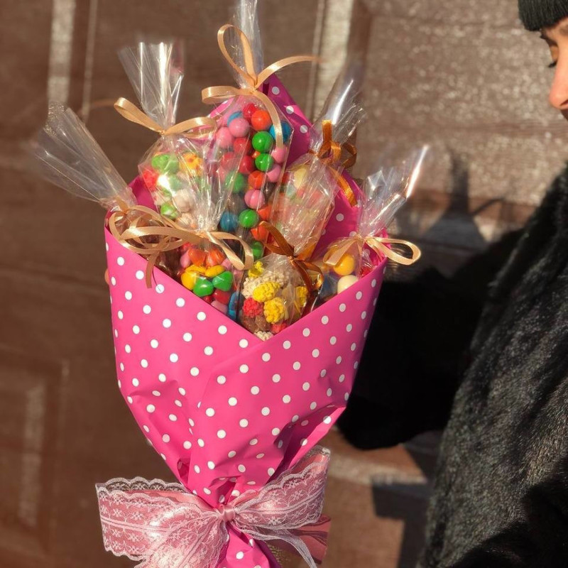 Съедобный букет Букет из конфет и сладостей. Сладкий подарок девушке - Съедобный букет Москва