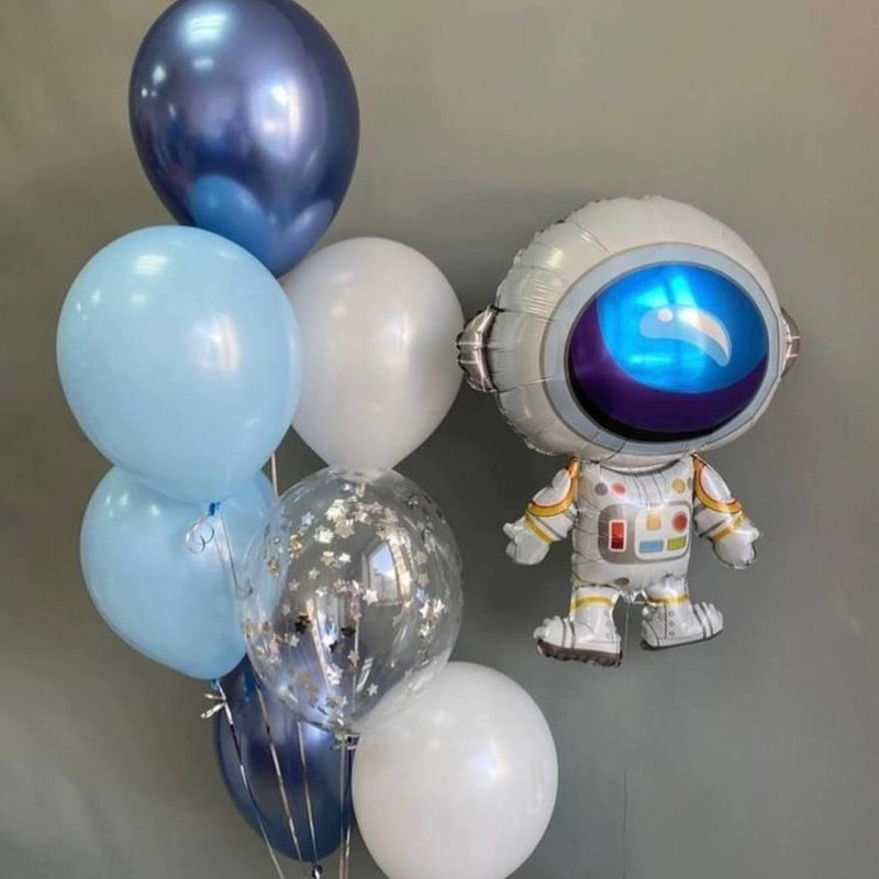 Set of balloons with astronaut Cosmonautics Day, standart