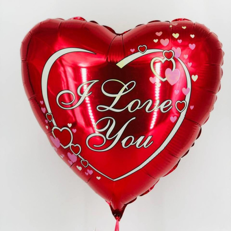 Шар сердце красное  «Я тебя люблю» на 14 февраля, стандартный