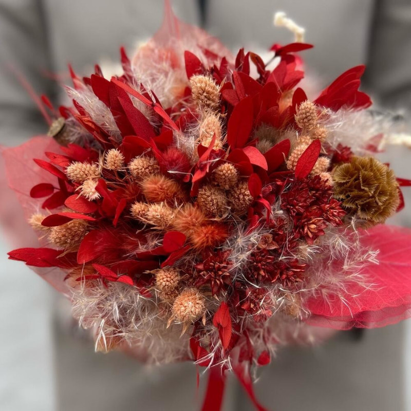 Букет невесты из сухоцветов Пылающая страсть, стандартный