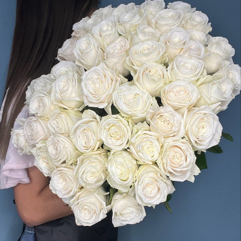 51 белая пионовидная роза, стандартный