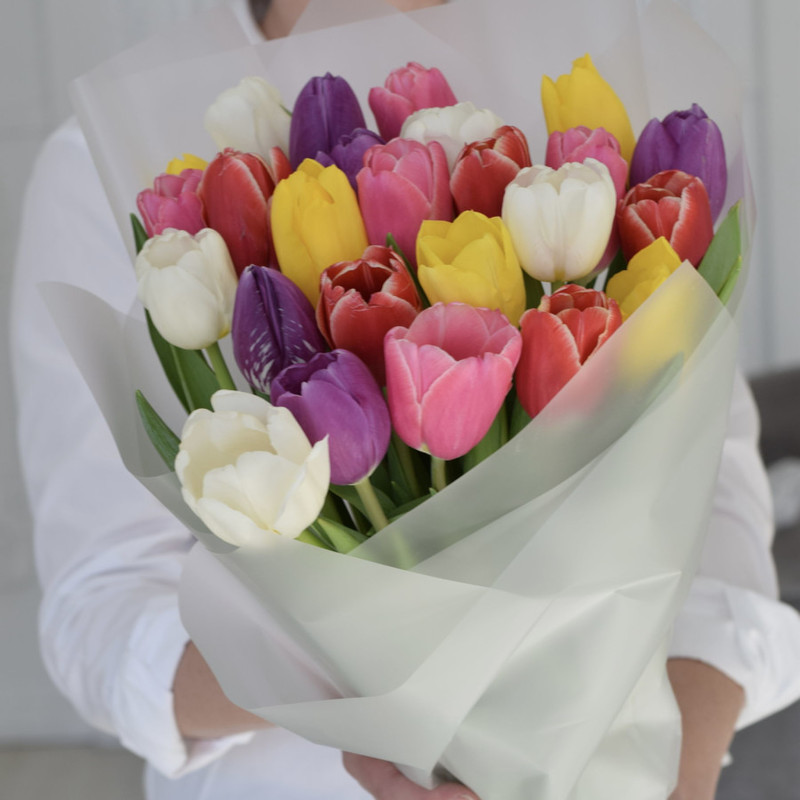 Mix bouquet of selection tulips, standart