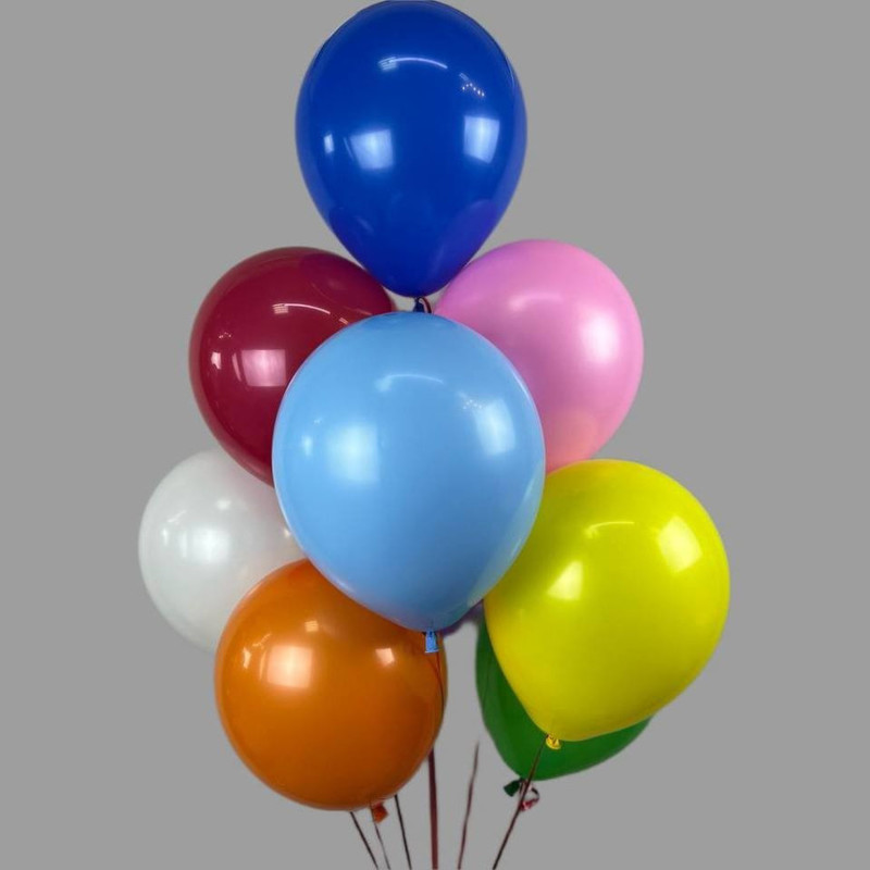Plain balloons with helium 9 pcs, standart