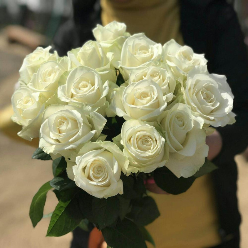 Букет из 15 белых роз Эквадор 50 см, стандартный