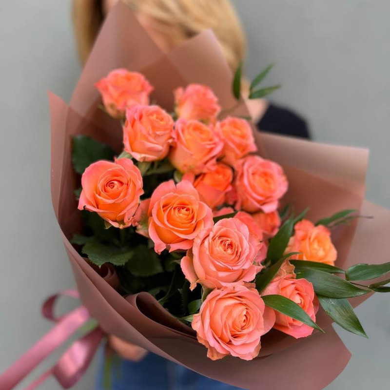 Bouquet of 15 roses "Sunset", standart