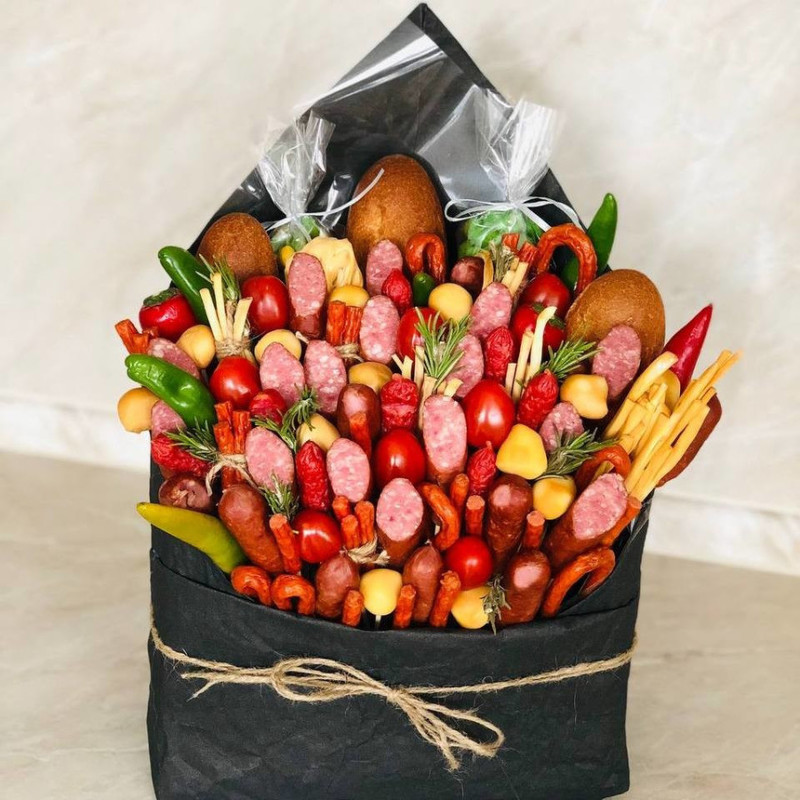 Bouquet for men from sausage and cheese, standart