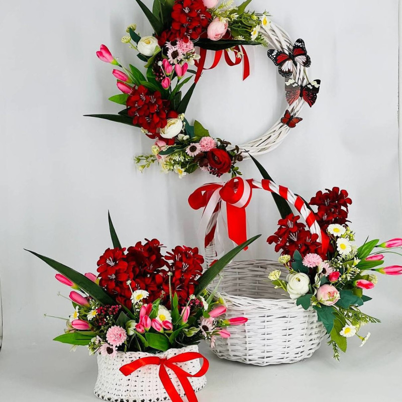 Easter decor 3 in 1 wreath, basket and bouquet gift for Easter, standart