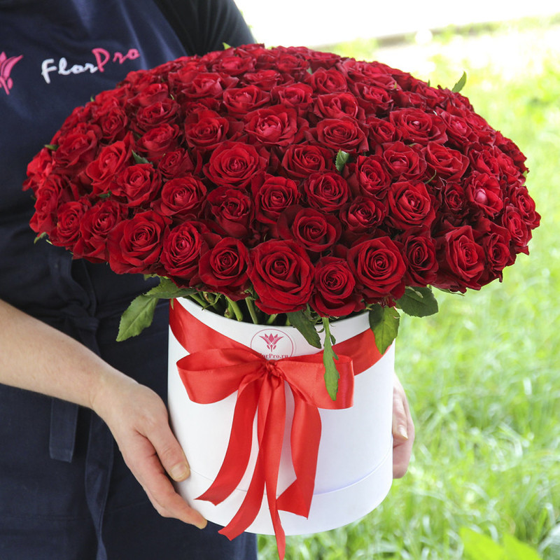 101 red roses in a box, standart