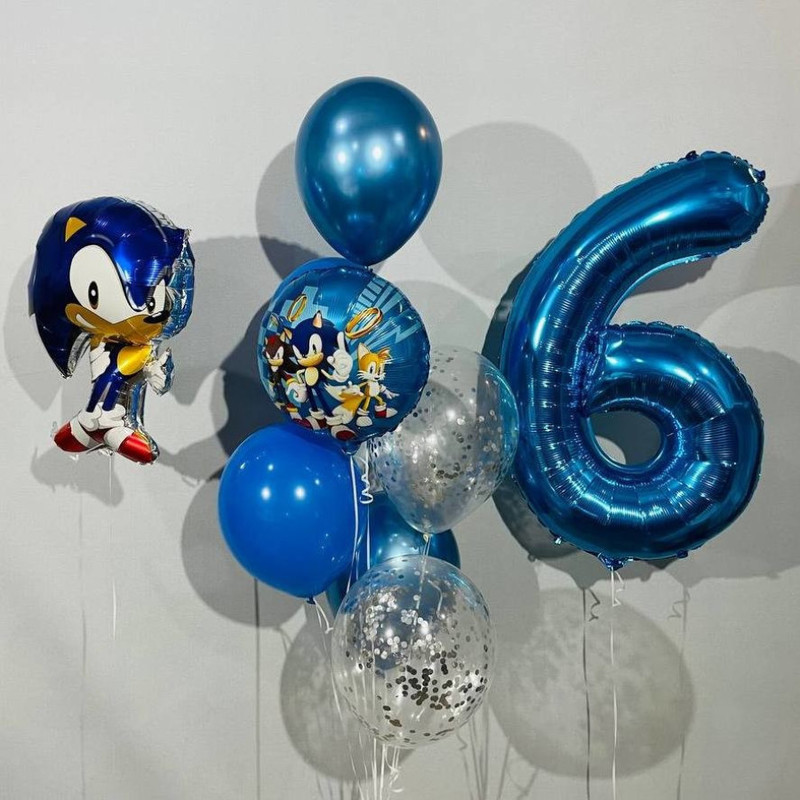 Набор шаров для детского праздника Соник Sonic., стандартный