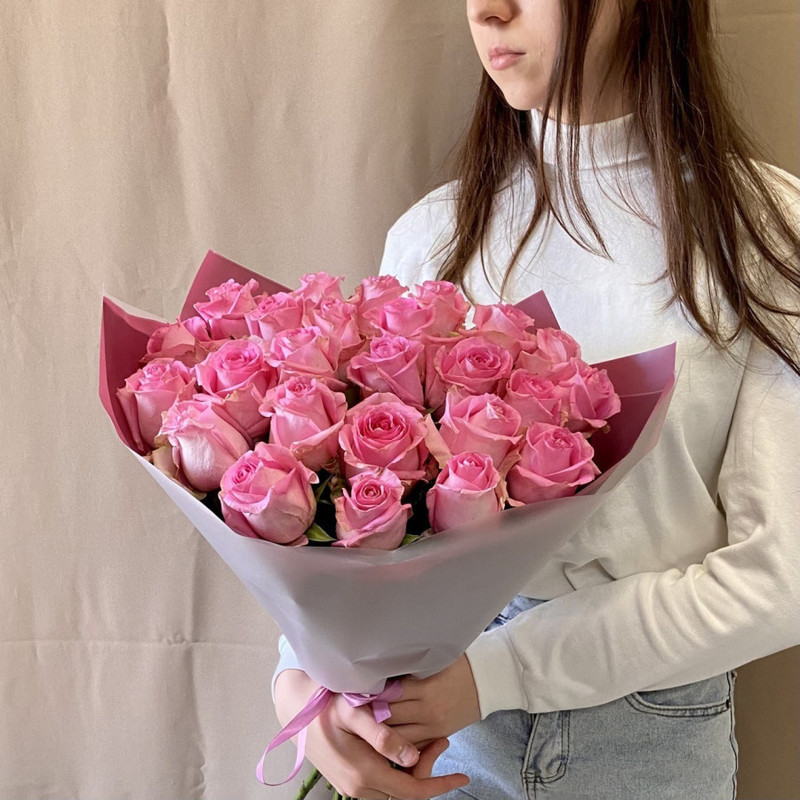 bouquet of 25 pink roses, standart