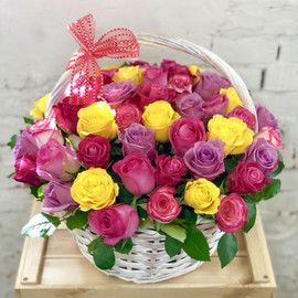 51 Roses Mix in Basket