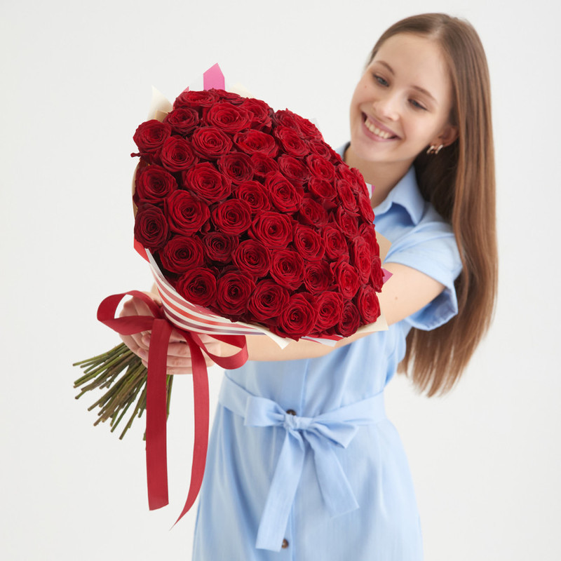 Mono-bouquet of 51 red roses, standart