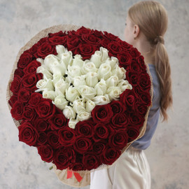 Букет из 101 розы "Сердце"