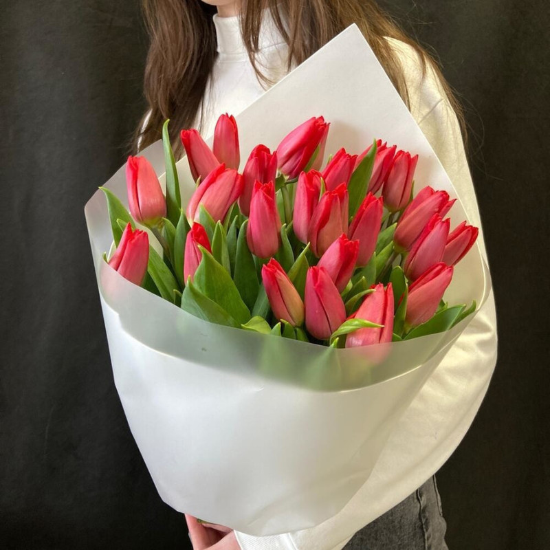 Bouquet of 25 red tulips, standart
