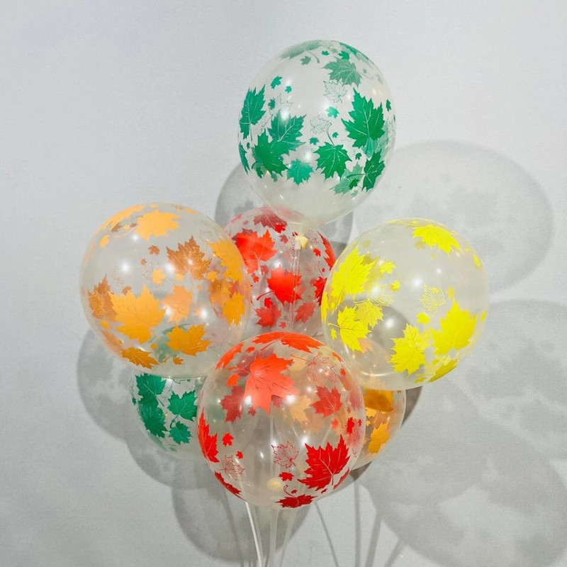 Transparent balls with maple leaves, standart