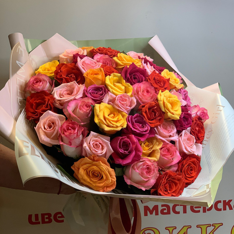 Bright MIX of 51 roses, standart