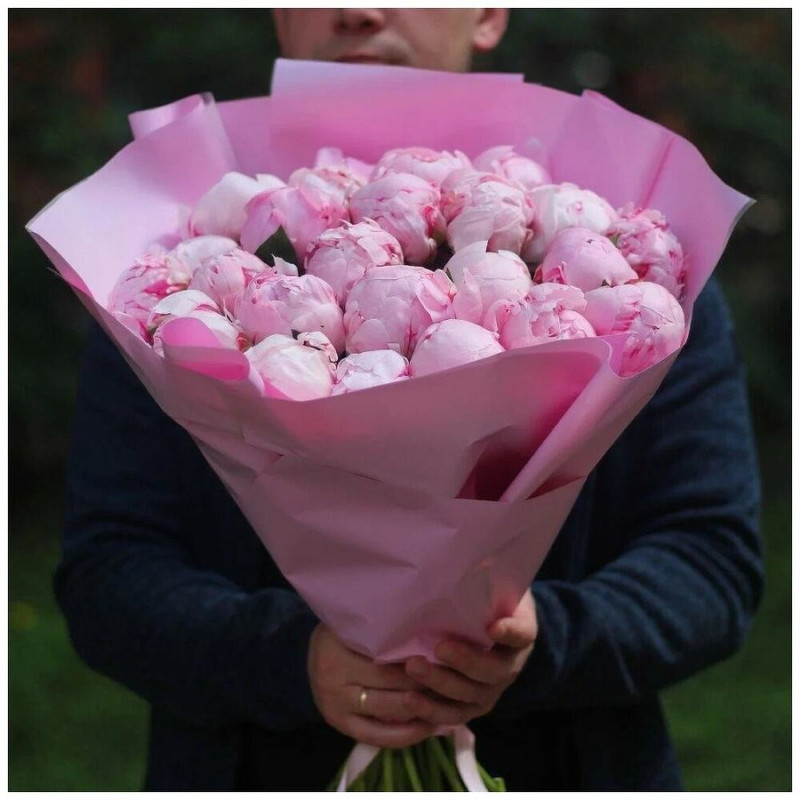 25 ароматных розовых пионов Сара Бернар, стандартный