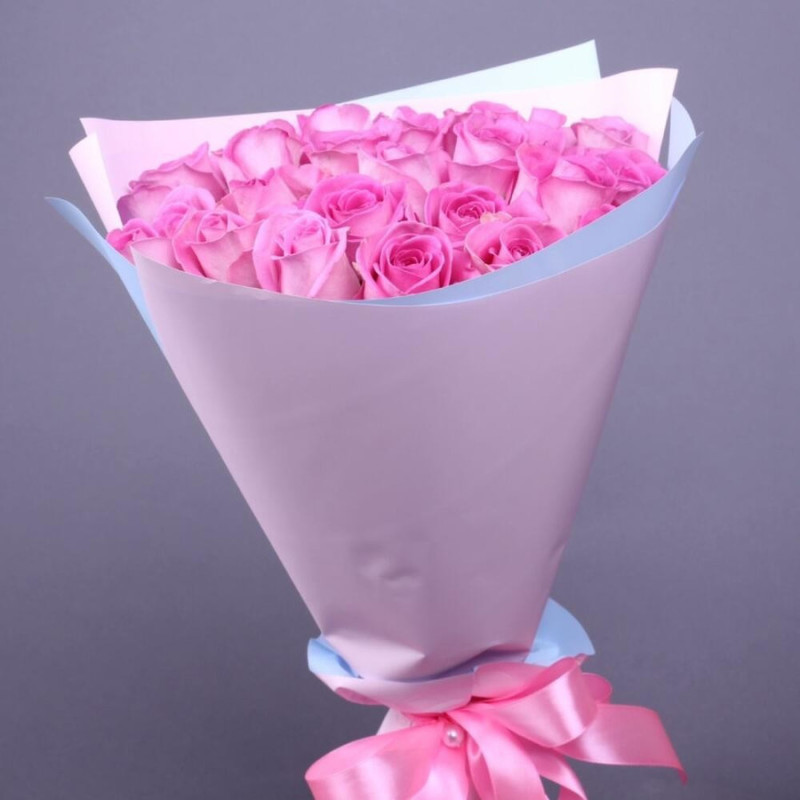 Букет из 25 розовых роз Аква, мини