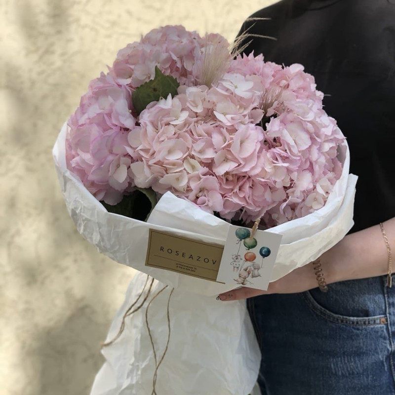 Bouquet of 5 pink hydrangeas, standart