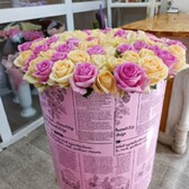 Roses in a huge hatbox