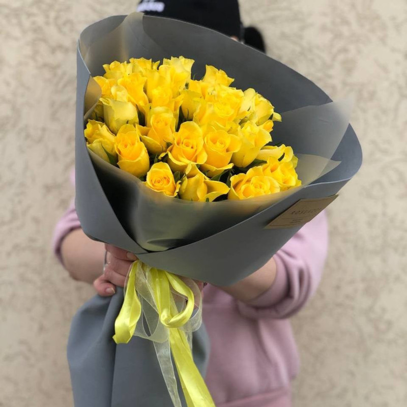Bouquet of 25 yellow roses, standart