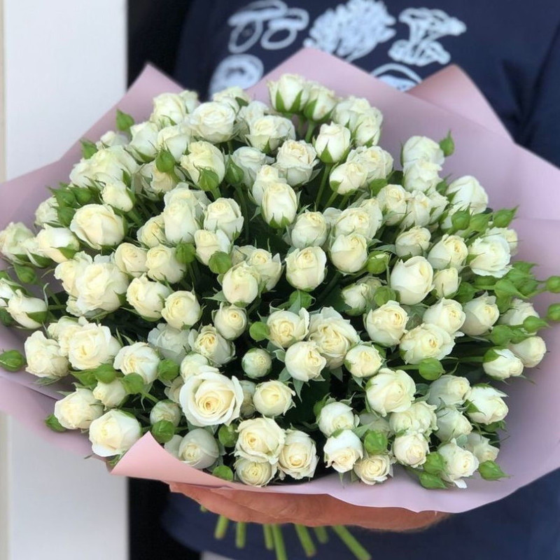 Букет из 29 кустовых белых роз, стандартный