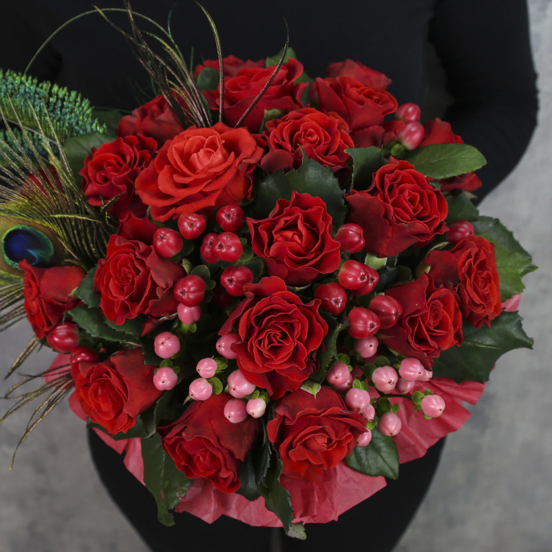 Velvet box with flowers "Carmen", standart
