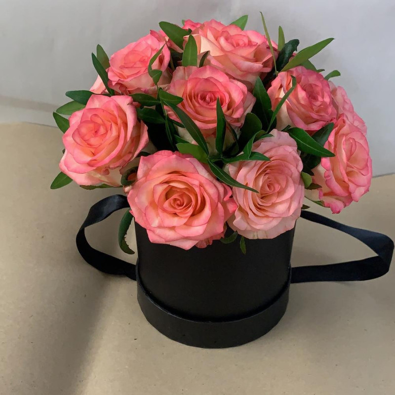 15 pink roses in a box, standart