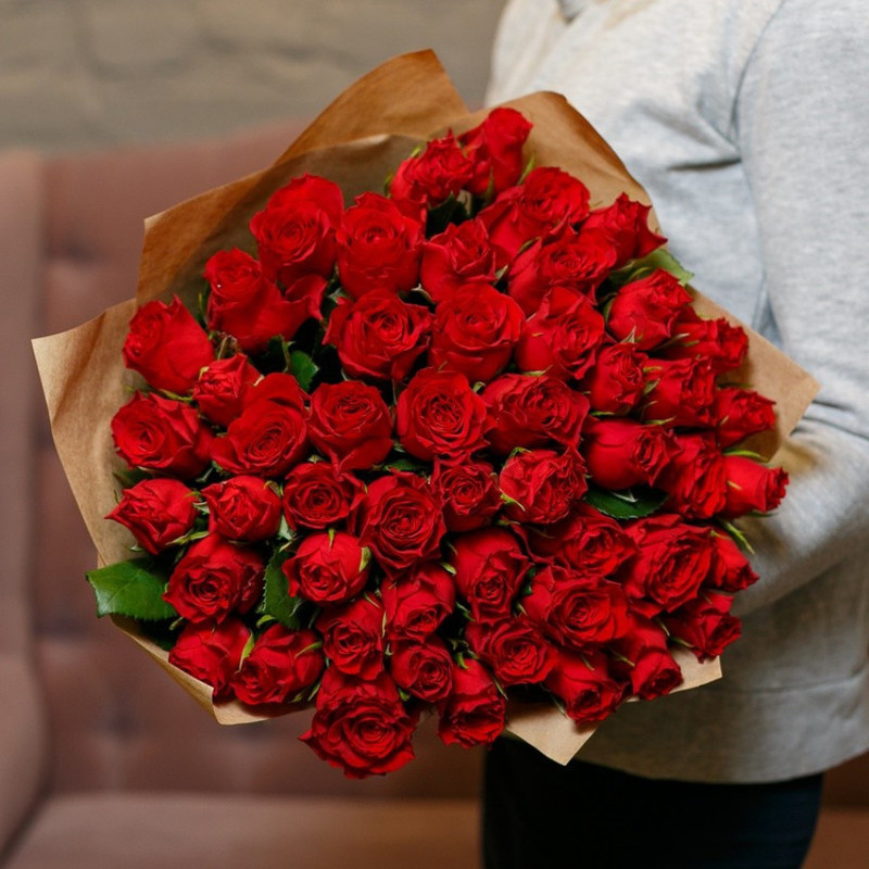 букет из 51 красной розы, стандартный