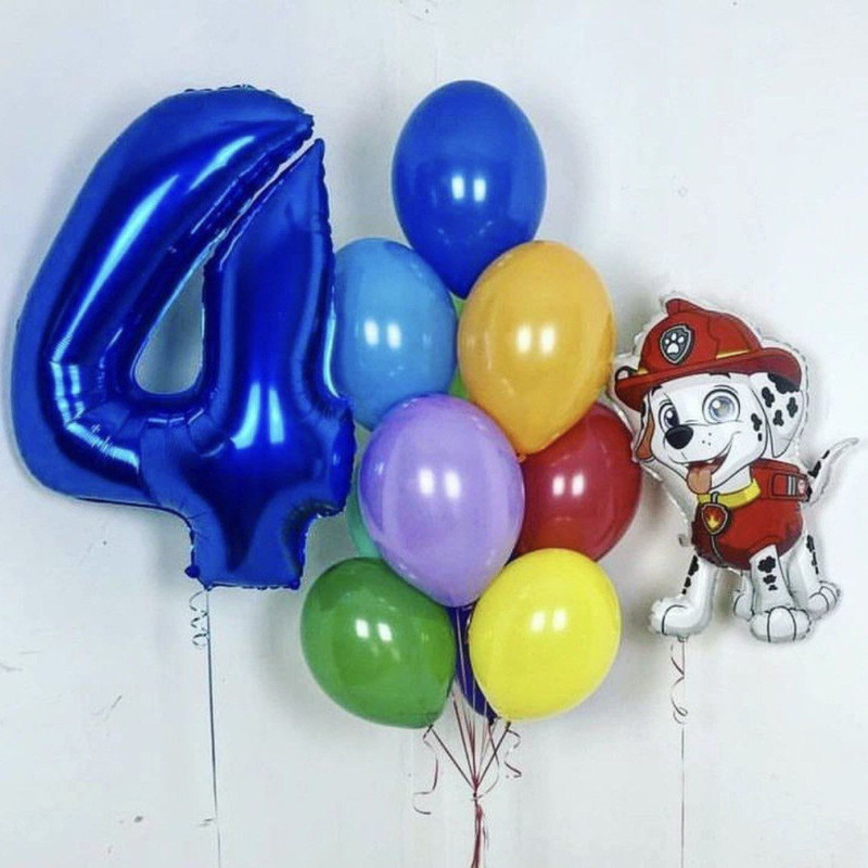 Воздушные шары на детский праздник "Щенячий патруль" с фигурой щенка Маршал, стандартный