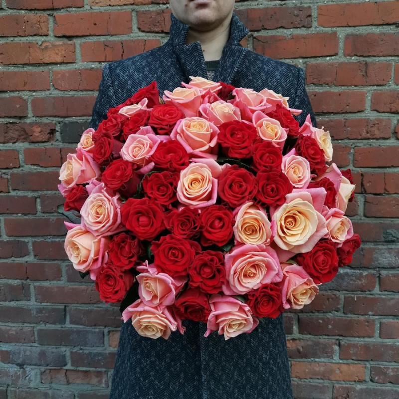 "Love" . Bouquet of 55 roses, standart