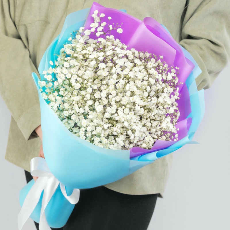 Bouquet of 11 white gypsophila in a package, standart