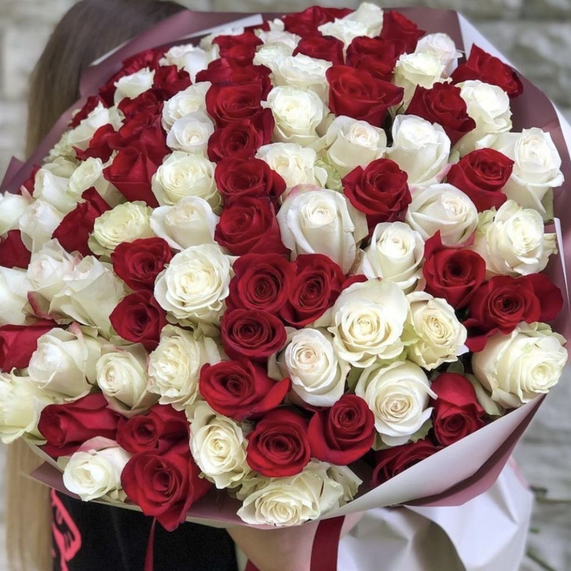 101 white and red roses, standart