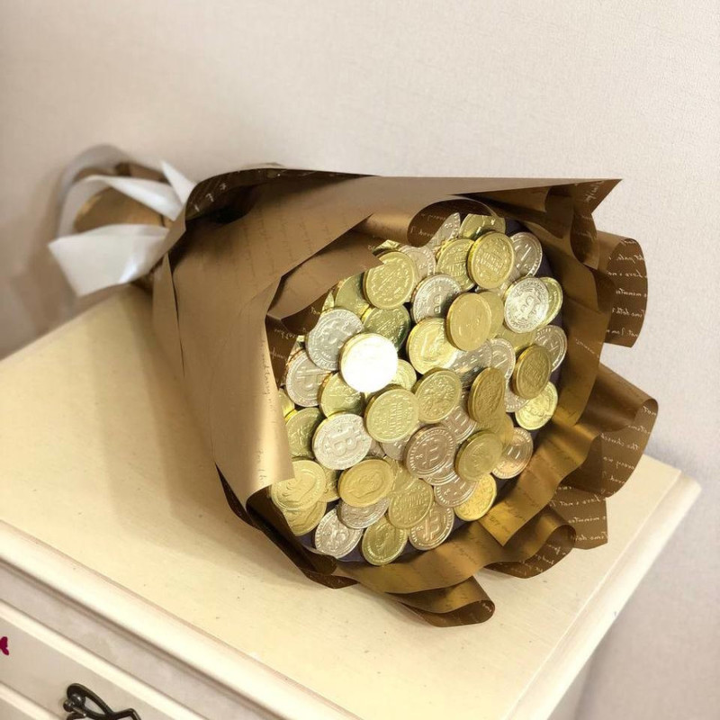 Sweet bouquet of coins gift for February 23, standart