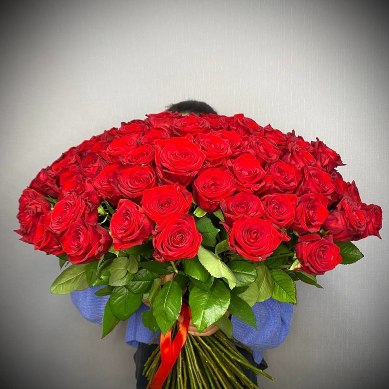 101 красная роза 60 см, стандартный