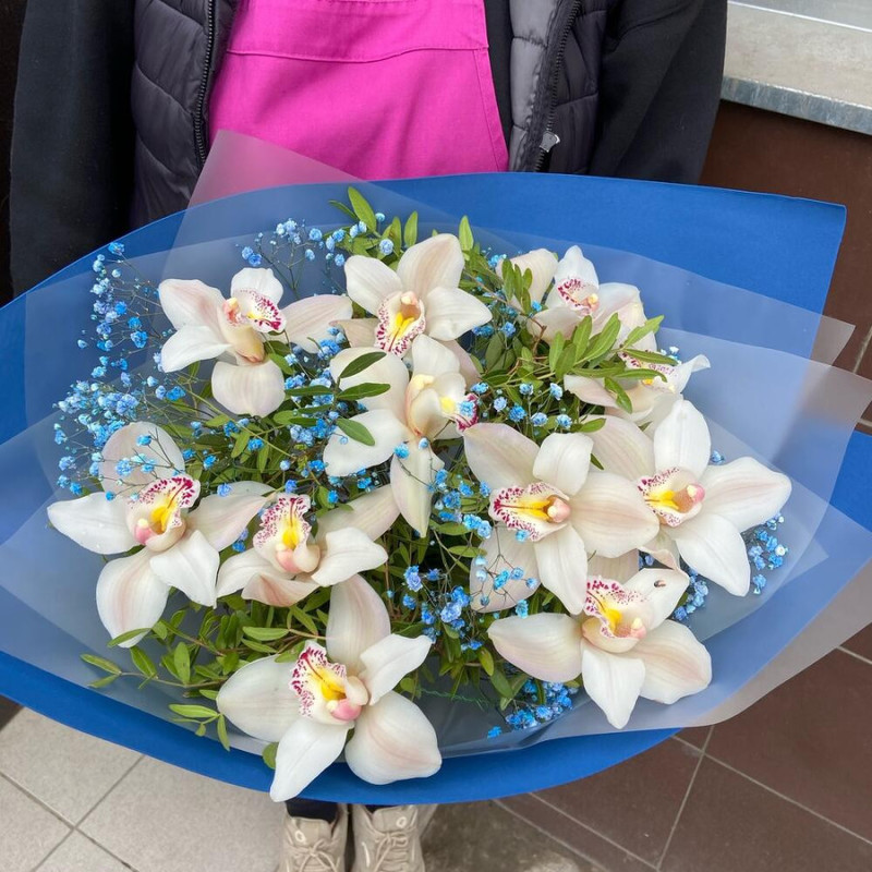 Букет «Свежая белая орхидея», стандартный