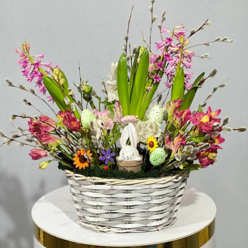Easter basket with plants and bunny, standart