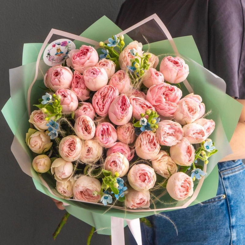 Delicate designer bouquet of peony spray roses, standart
