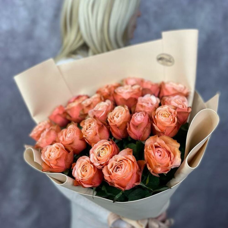 Mono-bouquet of 25 peony roses, standart