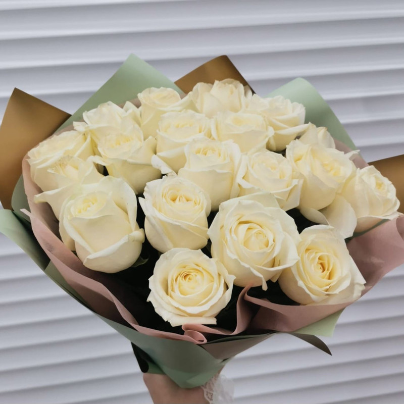 Bouquet of 15 white roses, standart
