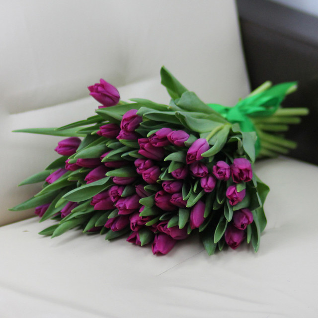 Букет «51 фиолетовый тюльпан», стандартный