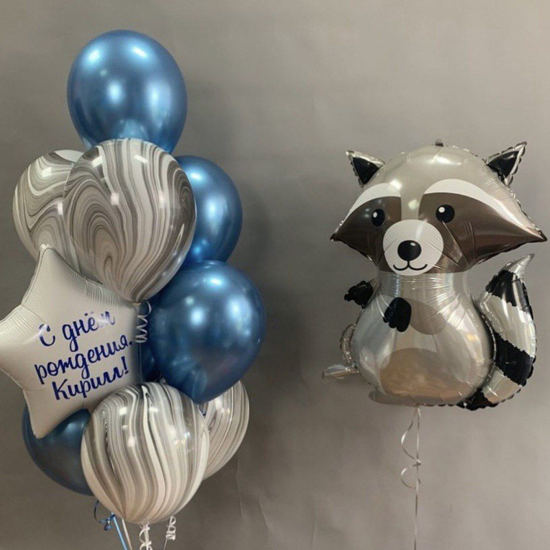 Balloons for a boy with a raccoon, standart