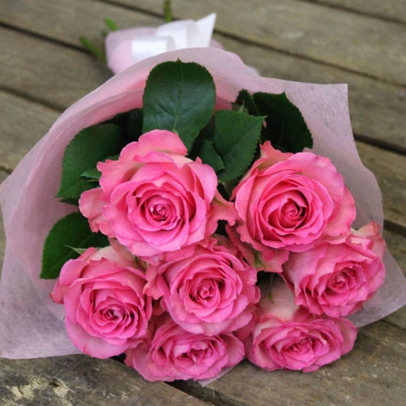 Bouquet of 7 pink roses, standart
