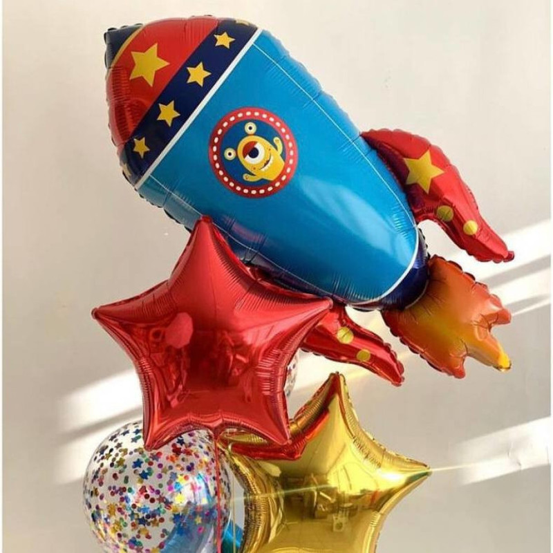 Set of balloons with a rocket, standart