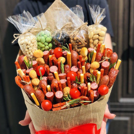 Bouquet of snacks and sausages