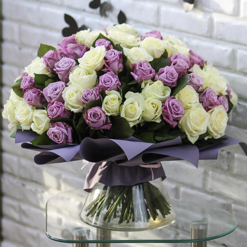 101 purple and white roses, standart